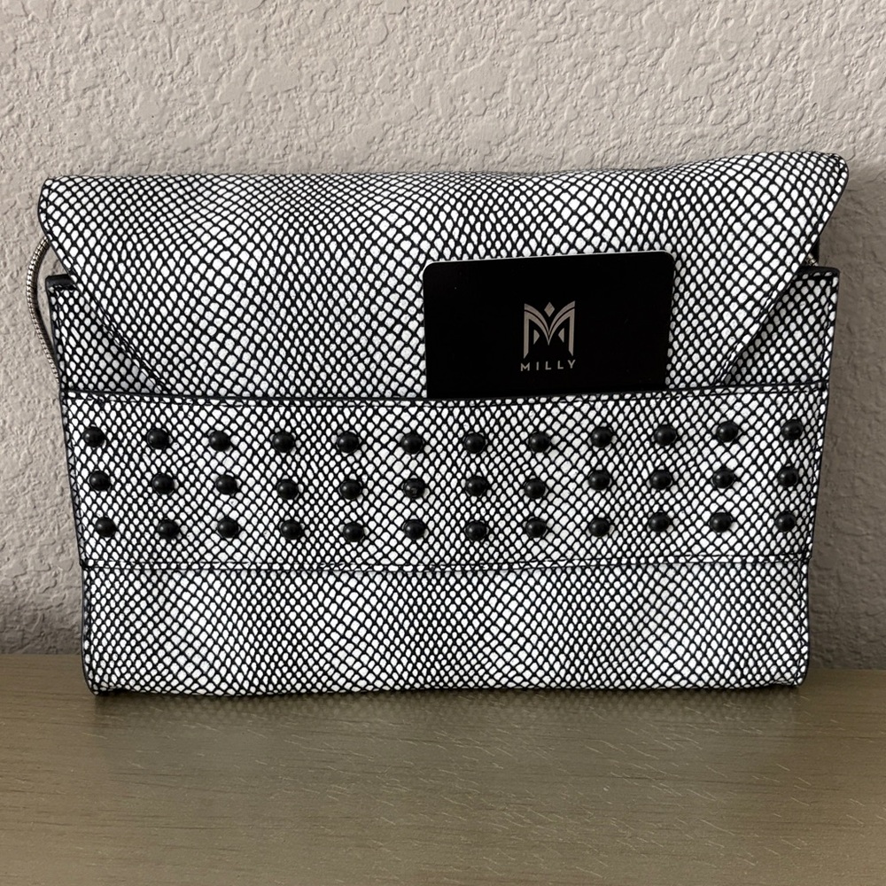 Milly Monochrome Clutch with should stripe,
Brand new